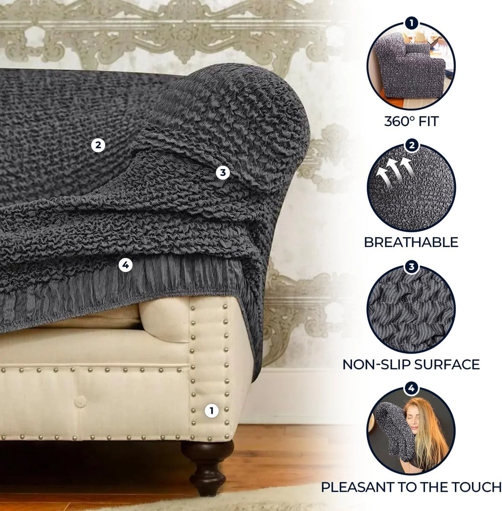 Dark Grey 1-Piece Sectional Sofa Slipcover G10064