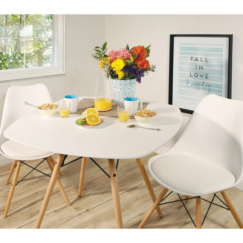 White Dining Table with Wood Legs U9968