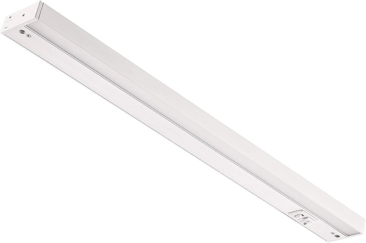 LED Under Cabinet Lighting Fixture, 24-inch 14W 985 Lumen, Dimmable, CRI 90, 3000K/3500K/4000K, Linkable, Hardwired or Plug-in, White Finish, Pack of 2 K883034