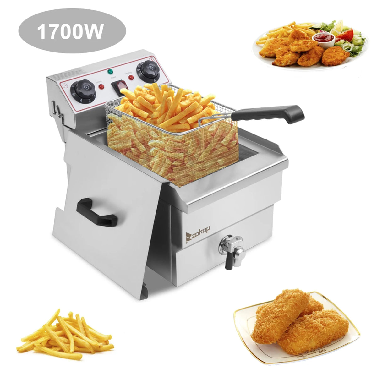8.5QT Stainless Steel Single Tank Deep Fryer 1700W A89045