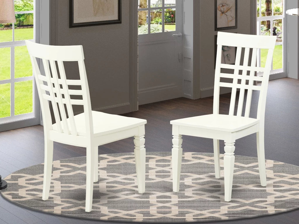 Linen White Wood Dining Chairs Set of 2 Q30109