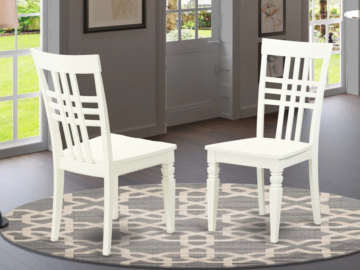 Linen White Wood Dining Chairs Set of 2 Q30109