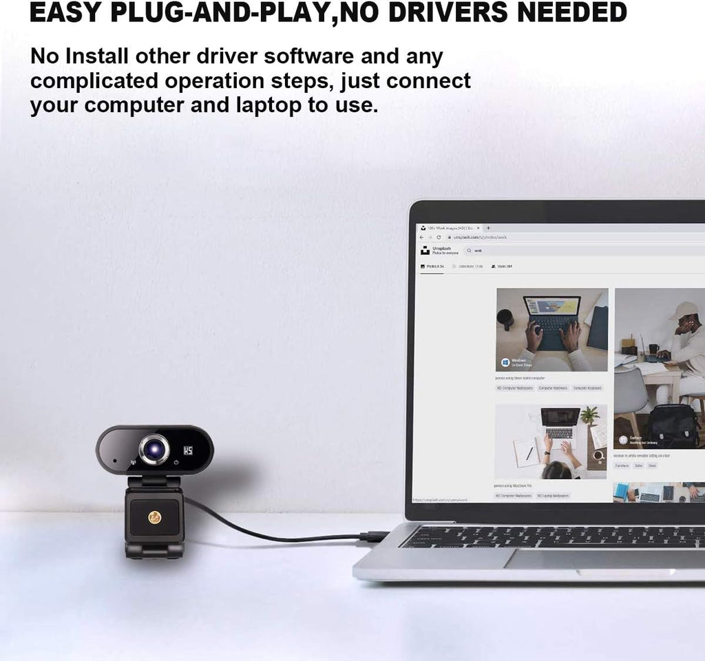 HD 1080P USB Webcam with Tripod and Privacy Cover, Pack of 2 A6355