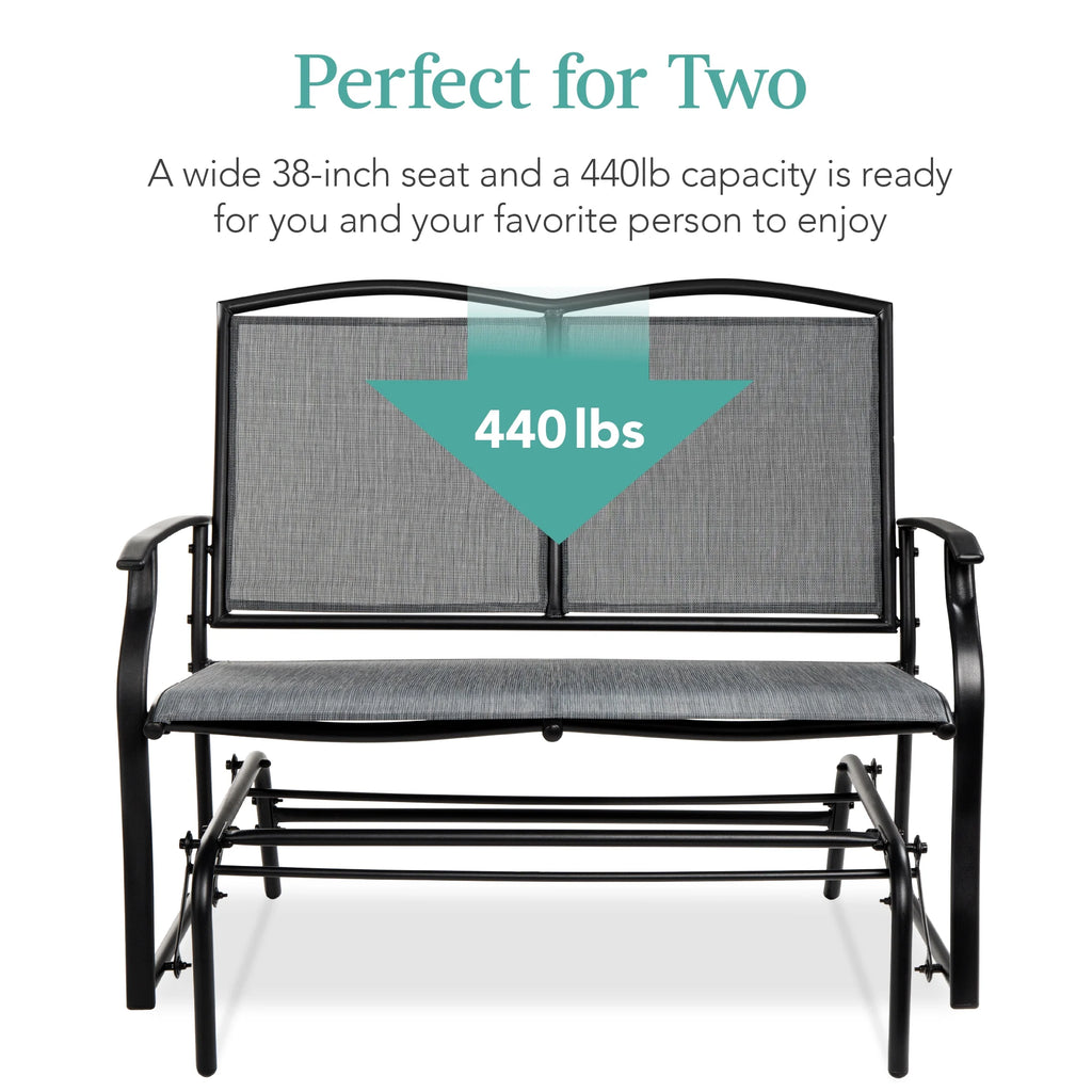 2-Person Outdoor Swing Glider Steel Patio Loveseat Gray K1044