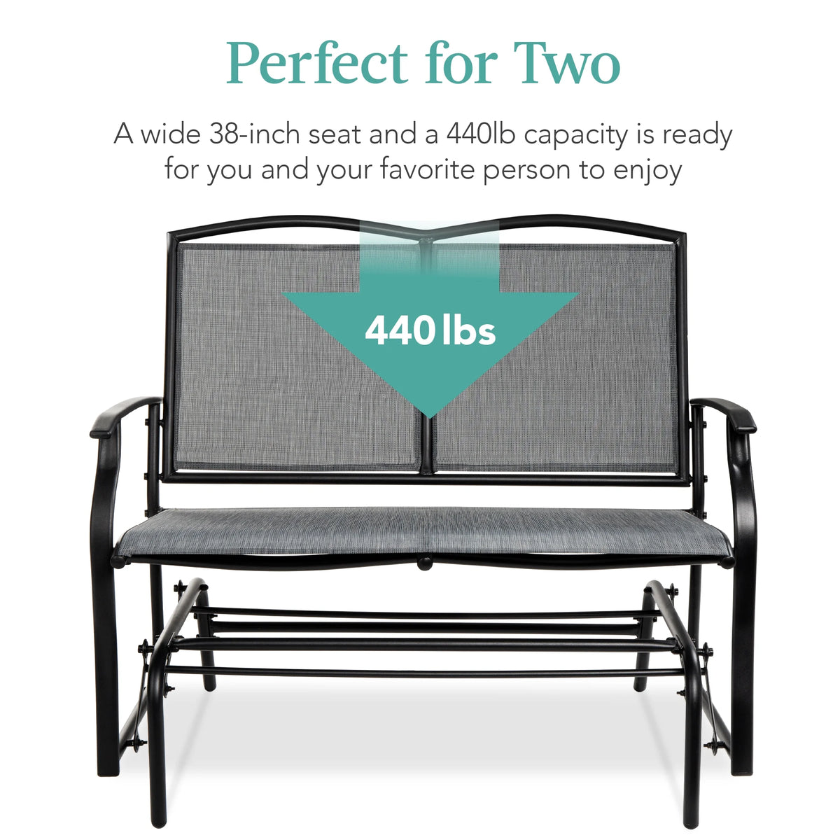 2-Person Outdoor Swing Glider Steel Patio Loveseat Gray K1044