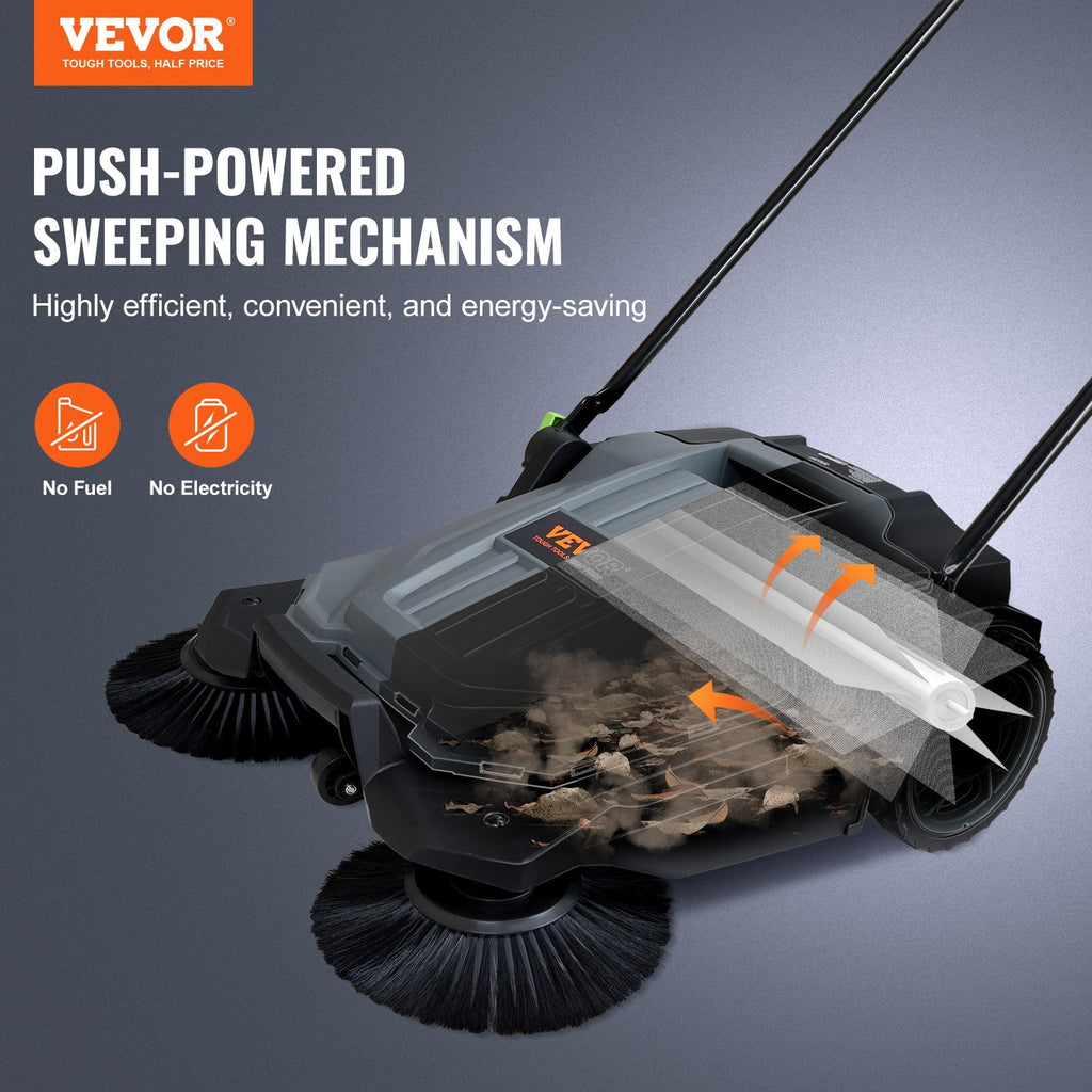 25.6" Manual Walk-behind Floor Sweeper with 5-Gallon Waste Container G6072