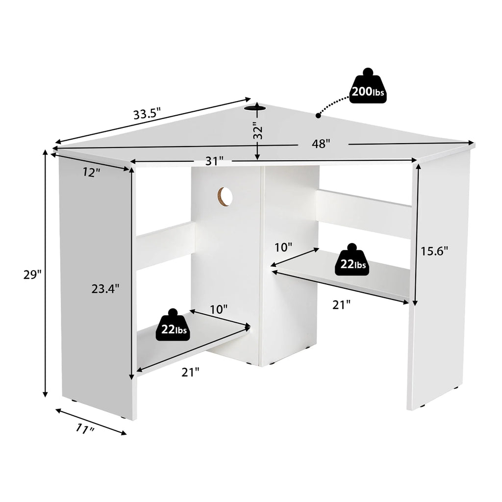 Corner Computer Desk with Storage Shelf F64866