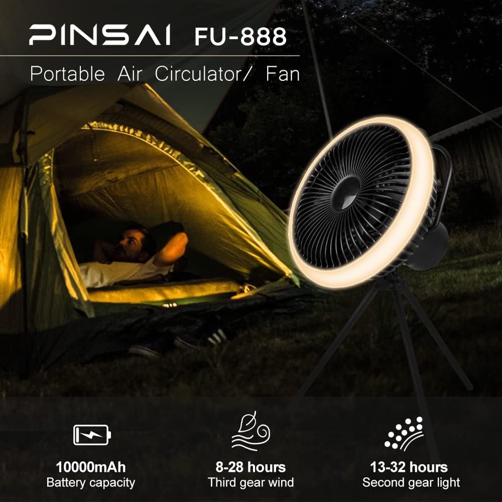 Camping Fan with LED Lantern, USB Desk Fan, Pack of 2 P9718