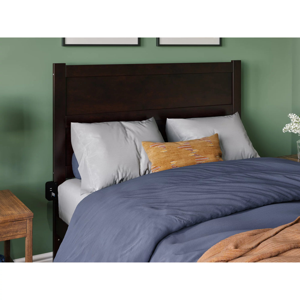 Solid Wood Full Bed with USB Charging Station T12321